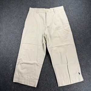 Ralph Lauren Sport Womens Beige Cropped Wide Legged Chino Pants Size 8